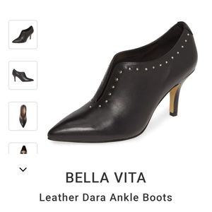 Bella Vita Black Leather Studded Heels